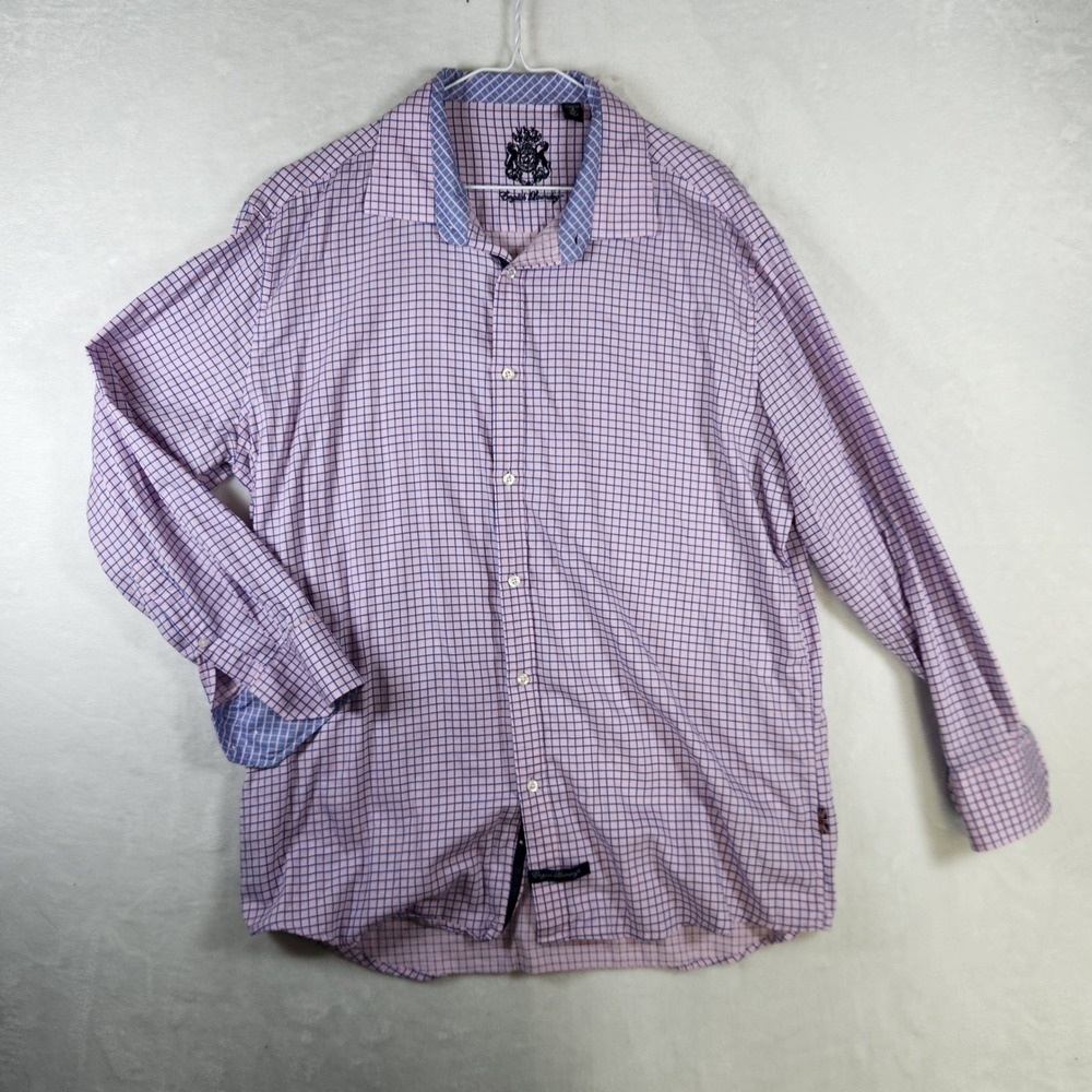 English‎ Laundry XXL Pink Blue Plaid Long Sleeve Button Down Shirt Men's